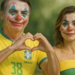 Jair Bolsonaro e Michele Bolsonaro. Imagem manipulada por IA.